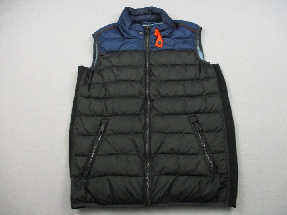 Carbon2Carbon Vest Men Medium Black Puffer Zip Sleeveless Jacket Elastic Sides M